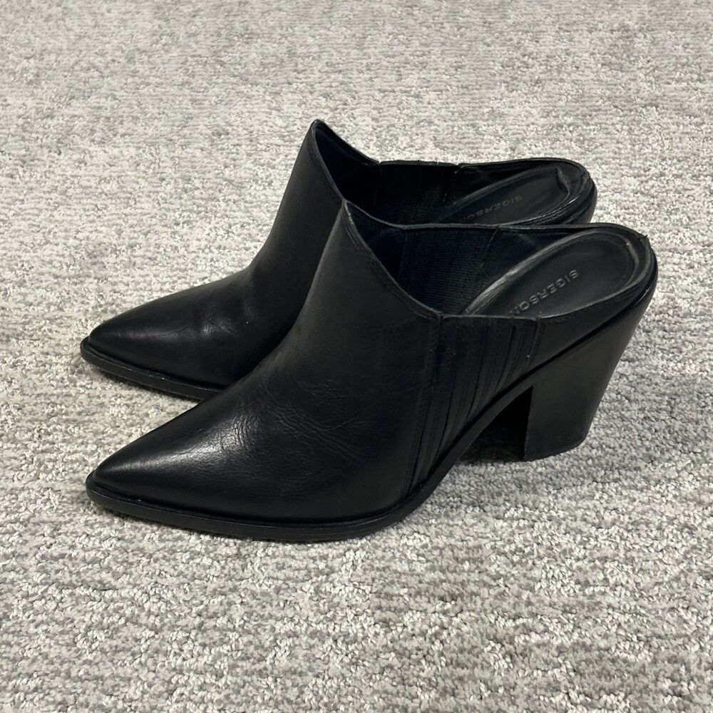 Sigerson Morrison Heels Womens 38 US 7 Black Leather Mule Smkaden Shoes Pointed
